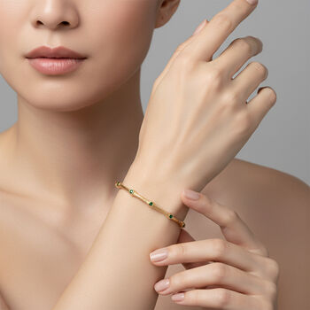 Nat&uuml;rlicher Chromdiopsid Armreif ca. 19 cm Nickelfreies Messing ca. 0.61 ct