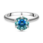 Grüner Moissanit Ring, 925 Silber platiniert (Größe 16.00) ca. 1.45 ct