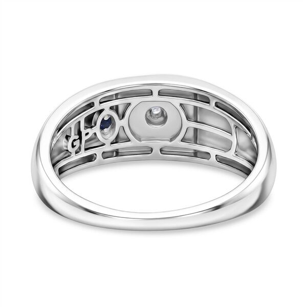 GP - Wei&szlig;er Diamant, Kanchanaburi Blauer Saphir Ring 925 Silber rhodiniert (Gr&ouml;&szlig;e 21.00) image number 5