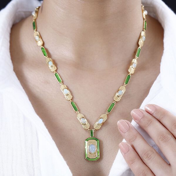 AA Nat&uuml;rliche, &auml;thiopische Welo Opal-Halskette, 45 cm - 5,10 ct. image number 3