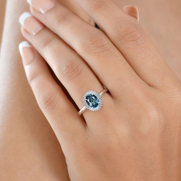 AAA Blauer Zirkon, Lab Grown Diamant Ring, AGI zertifiziert und gepr&uuml;ft, 417 Wei&szlig;gold (Gr&ouml;&szlig;e 18.00) ca. 2.58 ct image number 2