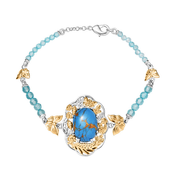 EverTrue AAA blaues Mojave T&uuml;rkis und Apatit 19cm zweifarbiges Armband - 17,30 ct.