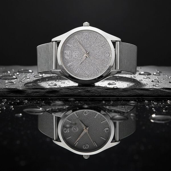 STRADA Stardust Zifferblattuhr mit japanischem Uhrwerk und silberfarbenem 316L Edelstahl -Mesh-Armband image number 2