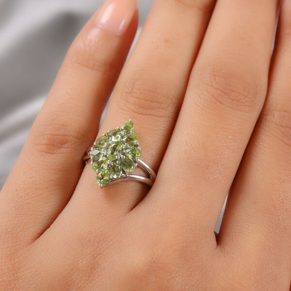 Nat&uuml;rlicher Peridot Ring 925 Silber platiniert  ca. 2,04 ct image number 3