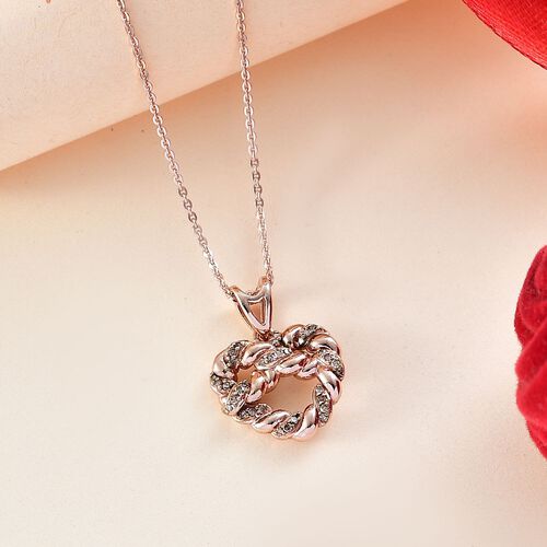 GP Amore Kollektion - Natürlicher Champagner Diamant und Kanchanaburi blauer Saphir Anhänger mit 50cm Kette, 925 Silber 750 Roségold Vermeil - 0,15 ct. image number 1