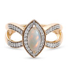 Natürlicher Äthiopischer Opal und Zirkon Ring 925 Silber vergoldet  ca. 0,94 ct image number 0