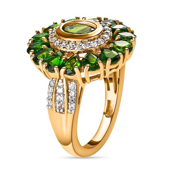 Nat&uuml;rlicher Chromdiopsid-Ring, 925 Silber Gelbgold Vermeil  ca. 4,60 ct image number 6
