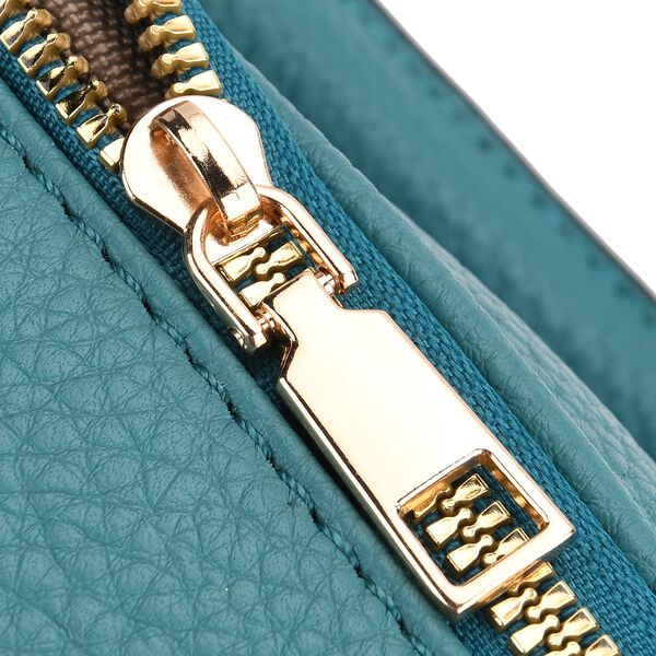 Crossbody-Tasche mit mehreren Reißverschlussfächern und abnehmbarem Gurt, 25x9x18cm, Türkis image number 6