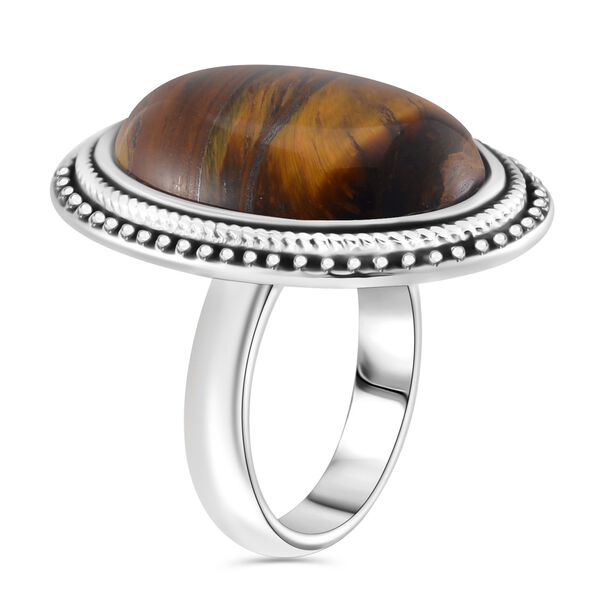 Gelber Tigerauge Ring, Reiner Edelstahl (Größe 16.00) ca. 25.00 ct image number 2