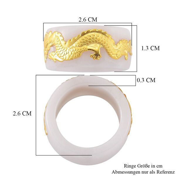 EXTREM SELTEN Natürliche Weiße Jade Drachen Ring 999er Gold (Größe 16.00) ca. 36.00 ct image number 5