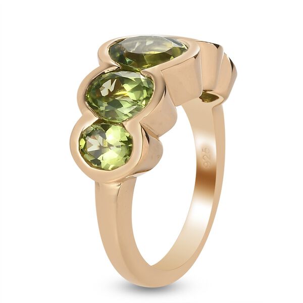 Peridot 5 Stein Ring 925 Silber 585 Vergoldet image number 5