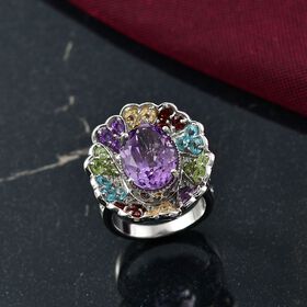 D'Joy AAA Rose De France Amethyst und Multi Edelstein Ring - 8 ct.
