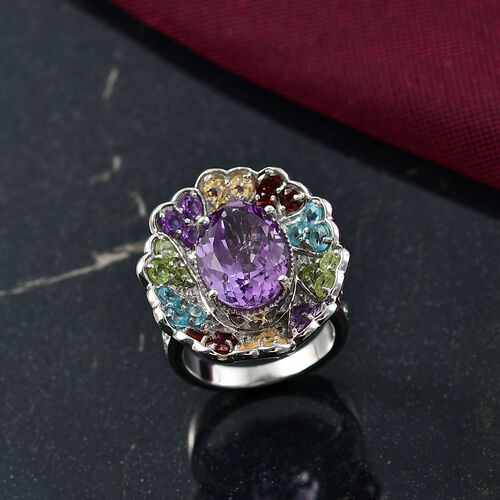 D'Joy AAA Rose De France Amethyst, Mosambik Granat Ring 925 Silber rhodiniert (Größe 17.00) ca. 8,06 ct image number 1