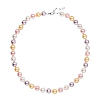 Mehrfarbige Muschelkernperlen-Halskette, ca. 45 cm, silberfarben