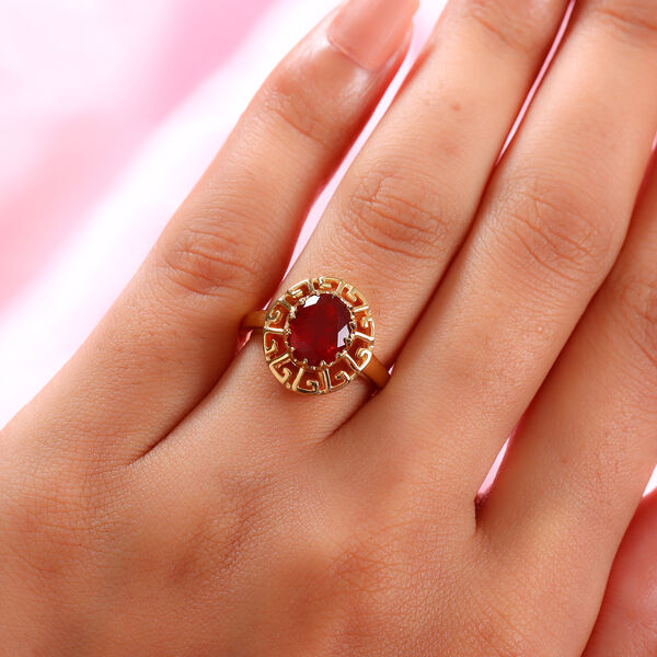 Mexikanischer Kirschfeuer-Opal Ring 925 Silber Gelbgold Vermeil  ca. 1,31 ct image number 3