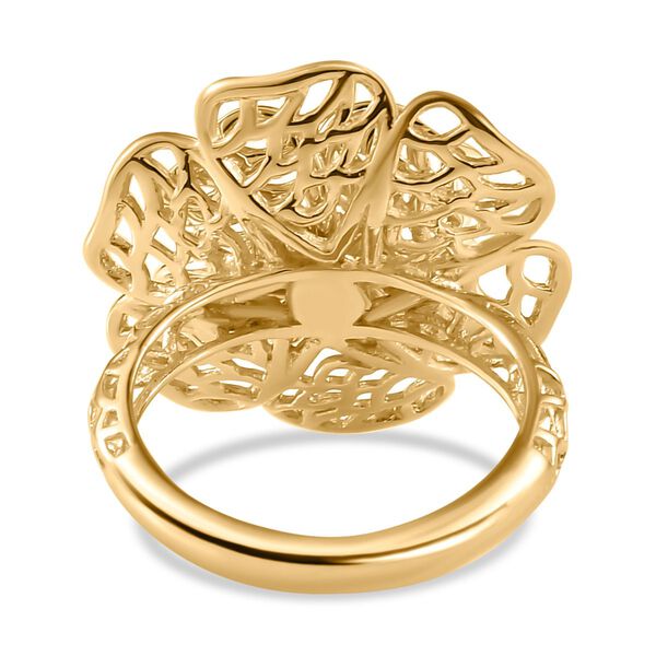 Floraler Moissanit-Ring, 925 Silber 750 Gelbgold Vermeil - 0,33 ct. image number 6