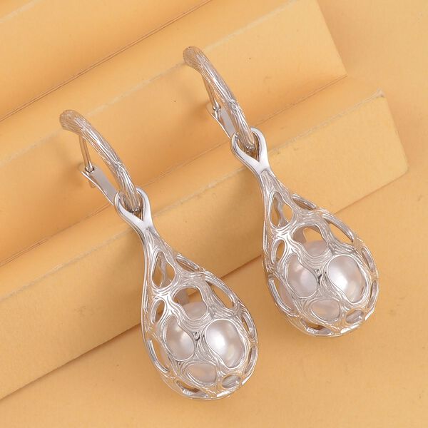 K&ouml;nigin der Edelsteine- wei&szlig;e Edison Perle Ohrringe image number 2