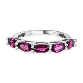 Natürlicher Rhodolith Granat Ring 925 Silber platiniert (Größe 20.00) ca. 1.46 ct