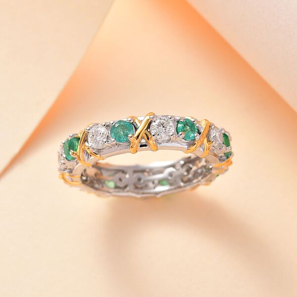 Moissanit, Smaragd Ring 925 Silber Zweifarbige Beschichtung (Größe 20.00) ca. 1,72 ct image number 2