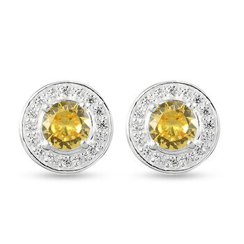 LUSTRO STELLA - Gelber und Wei&szlig;er Zirkonia Ohrstecker 925 Silber