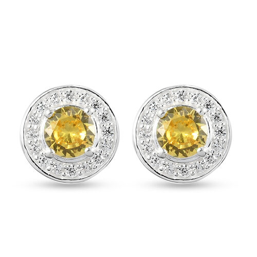 LUSTRO STELLA - Gelber und Weißer Zirkonia Ohrstecker 925 Silber image number 0
