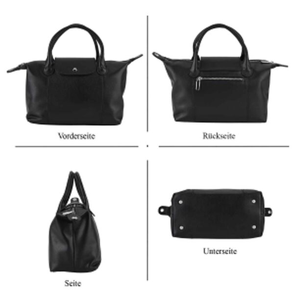 Leder Crossbody Bag mit Rei&szlig;verschlussf&auml;chern, verstellbarem Schulterriemen, 28 x 14 x 20 cm, Schwarz image number 5