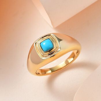 Amerikanischer, nat&uuml;rlicher Sleeping Beauty T&uuml;rkis Ring, 925 Silber vergoldet (Gr&ouml;&szlig;e 19.00) ca. 0.32 ct