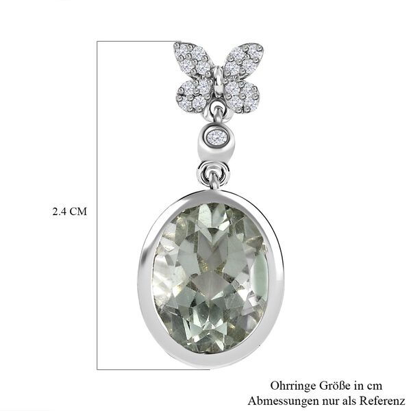 Prasiolith und wei&szlig;e Zirkon Ohrringe, 925 Silber platiniert ca. 6.74 ct image number 6