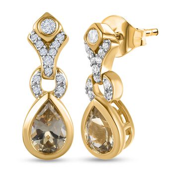 AAA Turkizit und wei&szlig;er Zirkon-Ohrringe - 1,73 ct.