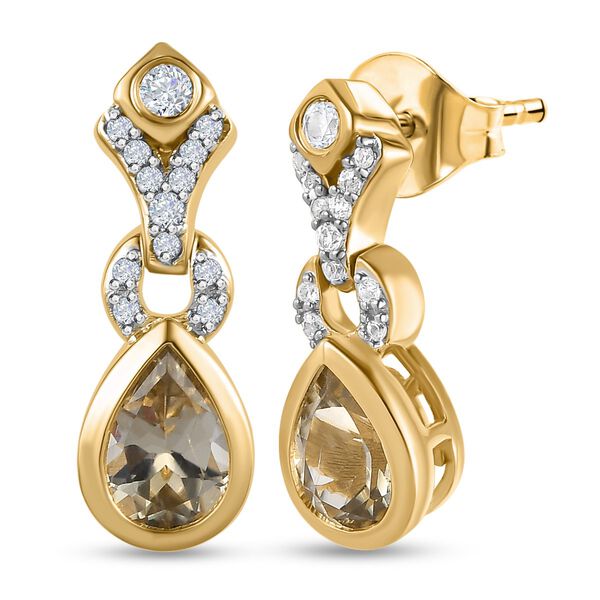 AAA Turkizit und weißer Zirkon-Ohrringe - 1,73 ct. image number 4