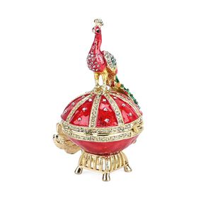 LIVMORE Pfauen Design Schmuckdose Legierung 6 x 7 x 10 cm Rot
