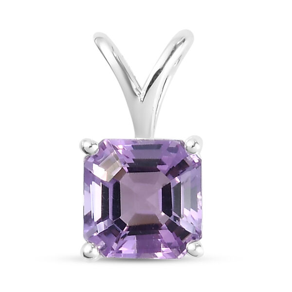Asscher schliff Rose de France Amethyst Anh&auml;nger 925 Silber ca. 1,68 ct