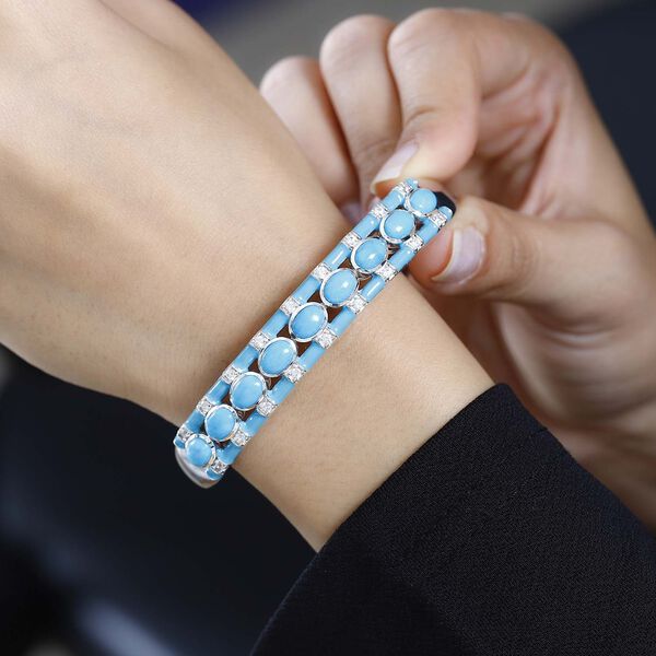 Sleeping Beauty T&uuml;rkis und Zirkon Armreif, 19cm - 8,38 ct. image number 3