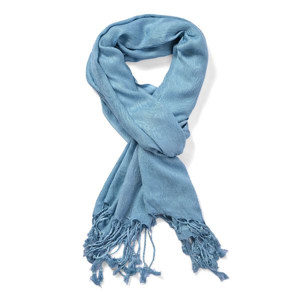 Jacquard-Schal aus Viskose, 70x195 cm, Hellblau image number 5