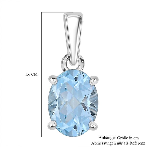 Himmelblauer Topas Anhänger 925 Silber rhodiniert ca. 1.55 ct image number 5