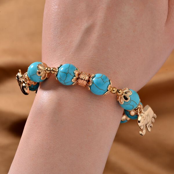 Blauer Howlit Armband ca. Flexibles cm Legierung vergoldet ca. 148.20 ct image number 2