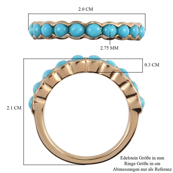 Natürlicher Sleeping Beauty Türkis Band Ring 925 Silber 585 Vergoldet image number 7