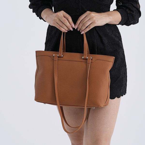 Echteder-Shopper mit Doppelhenkel, 30x12x23cm, Tan image number 3