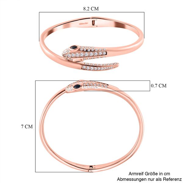 Schlangen Armreif, Weißer Zirkonia, ca. 19 cm Reiner Edelstahl, rosévergoldet image number 5