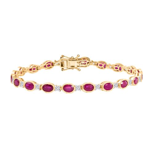 Königlicher Glamour- D'Joy Afrikanischer Rubin (Fissure gefüllt), Moissanit Armband ca. 20 cm 925 Silber Rhodiniert und 750 Gelbgold Vermeil ca. 14.02 ct image number 0