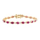 Königlicher Glamour- D'Joy Afrikanischer Rubin (Fissure gefüllt), Moissanit Armband ca. 20 cm 925 Silber Rhodiniert und 750 Gelbgold Vermeil ca. 14.02 ct