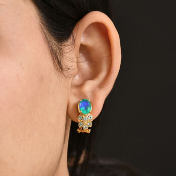 D'Joy Pfau Triplett Quarz und blaue Apatit Ohrringe - 4,36 ct.