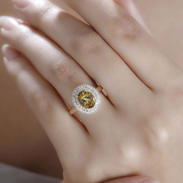 AAA natürlicher goldener Tansanit, gelber und weißer Diamant Ring in 585 Gold - 2,33 ct. image number 3