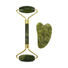 Set aus 2 Doppelkopf-Massageroller und Guasha-Platte
