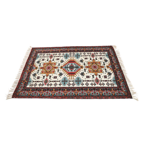 Handgewebter bedruckter Läufer aus 100 % Baumwolle, 180x120 cm, rot image number 4