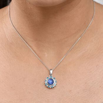 D'Joy Aurora Mondstein, Neon Apatit und Zirkon Anh&auml;nger mit 50cm Kette - 2,92 ct.