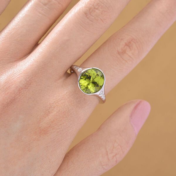 D'joy Nat&uuml;rlicher Peridot, Moissanit Ring 925 Silber rhodiniert (Gr&ouml;&szlig;e 17.00) ca. 3.63 ct image number 2