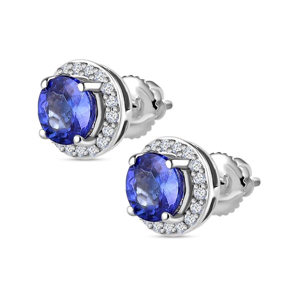 AAAA Tansanit und Diamant Ohrringe in 950 Platin - 2,38 ct. image number 4