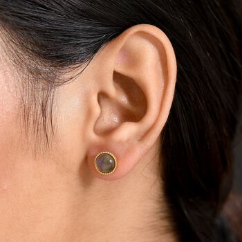 D'Joy AAA Labradorit Ohrringe 925 Silber 750 Gelb Vergoldet ca. 3,04 ct.