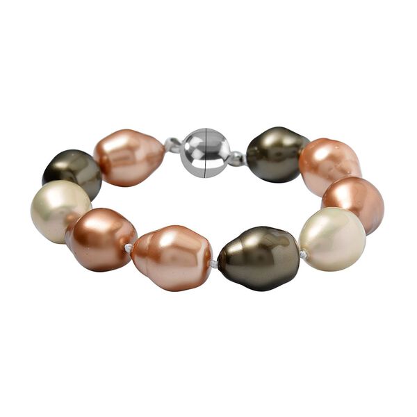 Mehrfarbiges Muschelkernperlen Armband, 20cm image number 0